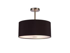 DK0421  Baymont 40cm Semi Flush 3 Light Satin Nickel, Midnight Black/Green Olive, Frosted Diffuser